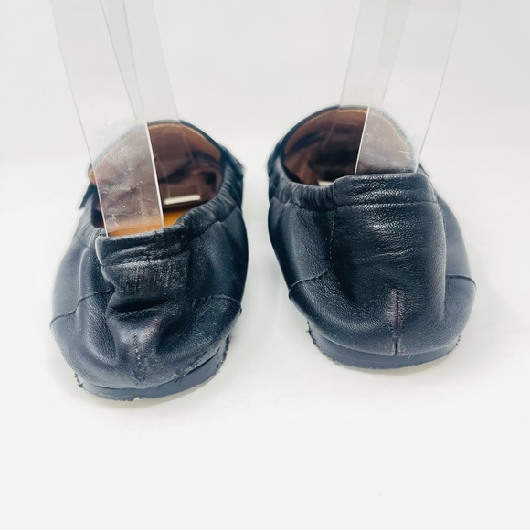 Vintage Tory Burch Black Leather Loafers • Gold Logo • Classic Flat - Picture 9 of 12